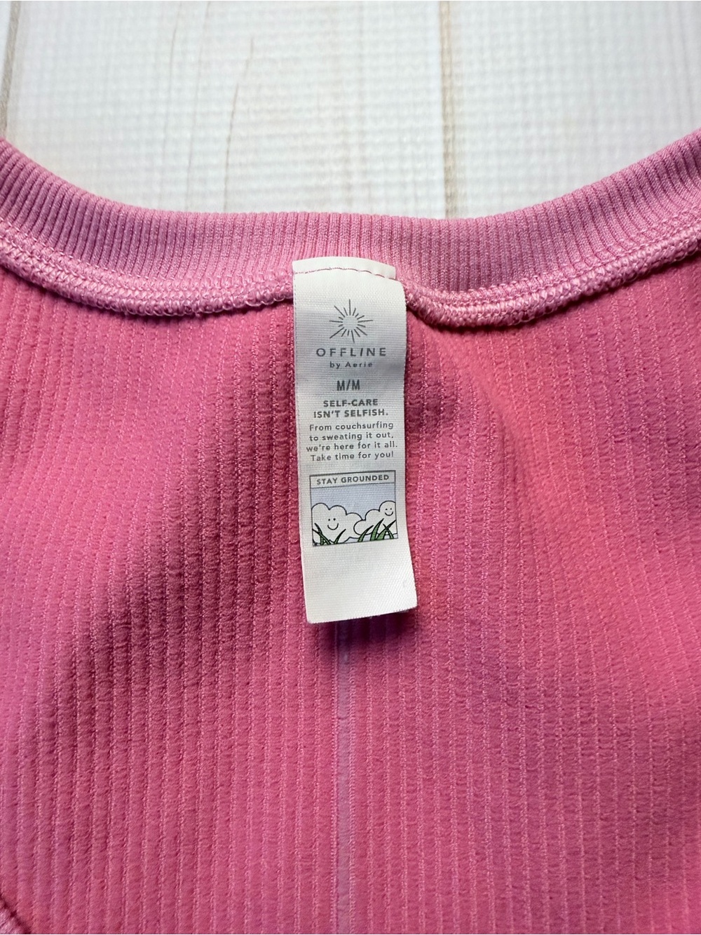 Offline by aerie Pink Ribbed Scoop-Neck Cropped Top - Picture 3 of 7